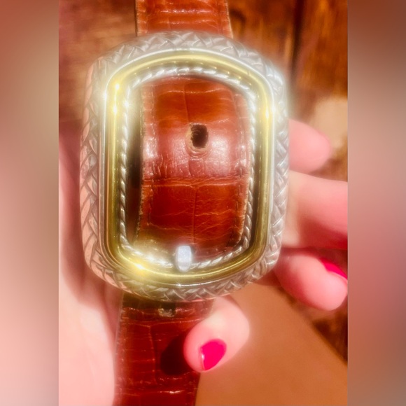 Brighton Marcus Two-Tone Reversible Twist Belt Convertible Brown Black Silver - Picture 3 of 12